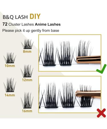 Buy 72 PCs DIY Eyelashes for Beginners | Reusable Wispy Fluffy Individual Eyelash Extensions at Home (B36 D-14mm) - Buy Online on GoSupps.com