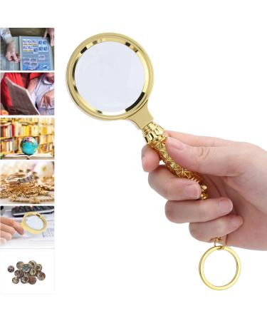 Handheld Magnifier Alloy Carved Handle Magnifying Glass Elderly Reading Magnifier with Key Ring Reading Magnifier Loupe Glasses for Book and Newspaper Reading - Buy Online on GoSupps.com