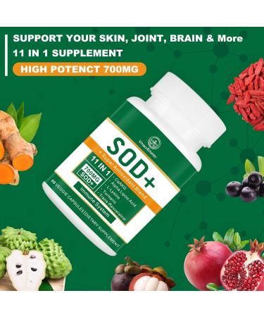 700MG Superoxide Dismutase Supplement - High Potency Antioxidant for Cellular Health | 60 Capsules - Buy Internationally - Buy Online on GoSupps.com