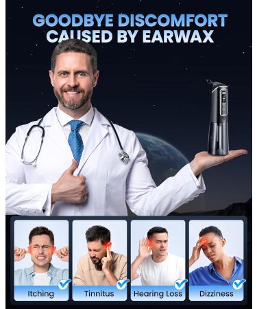 ONLYCARE Electric Ear Wax Removal Kit - 3 Pressure Modes LED Display Water Powered Ear Cleaner with 6 Reusable Tips - Black | International Shipping Available - Buy Online on GoSupps.com