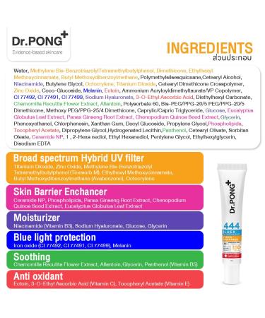 Dr.PONG 444 BlueX Hybrid Sunscreen SPF50 | Iron Oxide Melanin Ectoin & Niacinamide | 30ml International Shipping - Buy Online on GoSupps.com