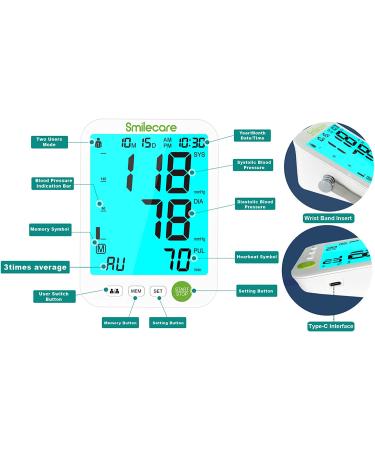 Smilecare Blood Pressure Monitor Upper Arm for Home Use - Accurate BP & Pulse Rate Monitoring with Wide Adjustable Cuff 22-42cm - Large LCD Display - Buy Online on GoSupps.com