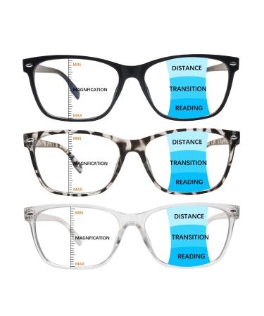 CLASAGA Progressive Multifocus Reading Glasses for Women Blue Light Blocking Ladies Computer Readers with Spring Hinge. 3 Mix Color 2.0 x