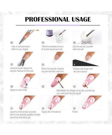 Buy COSCELIA Acrylic Powder & Liquid Set - 30ml Pink & White Nail Extension Kit for Perfect Manicure | International Shipping - Buy Online on GoSupps.com