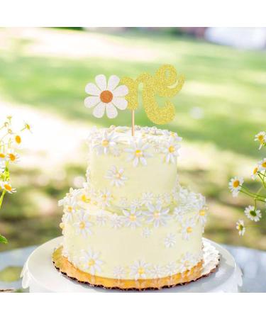 Keaziu 1PCS Daisy One Cake Toppers For 1st Birthday Daisy Birthday Party Decor Boho Groovy Daisy First Birthday One Year Old Baby Shower Hippie Party Favors Supplies 1-2 Gold L1 - Buy Online on GoSupps.com