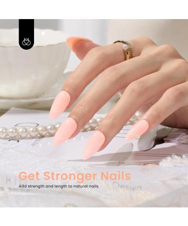 Beetles Gel Nail Polish 6 Colors Builder Gel Set - 8 in 1 Strengthener, Clear & Nude Pink Milkly Hard Gel, Extension Base & Rhinestone False Nail Tips - Nail Art Design Kit for Pink Christmas - 4 Sheer Peach Shades - Buy Online on GoSupps.com