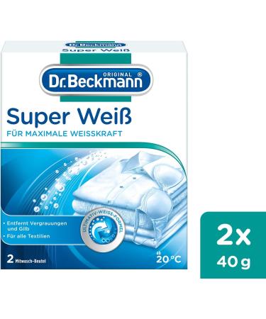 Dr. Beckmann Super White - Radiant & Long-Lasting Brilliant White Laundry Powder | 8 x 80g | Fights Greying & Yellowing | International Shipping Available - Buy Online on GoSupps.com