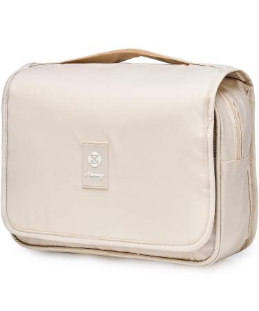 Travel Hanging Toiletry Wash Bag Makeup Cosmetic Organizer for Women Waterproof (Beige)