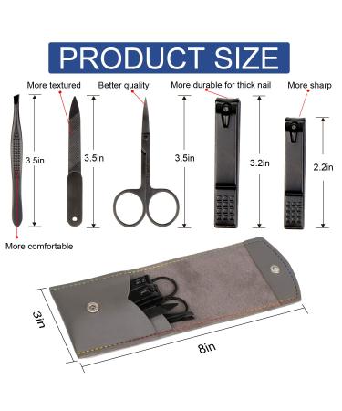 Manicure Pedicure Kit - 5 Piece Nail Clippers Set for Fingernails & Toenails - Best Care Tools for Men & Women with Travel Case (Gray/Black) - Buy Online on GoSupps.com