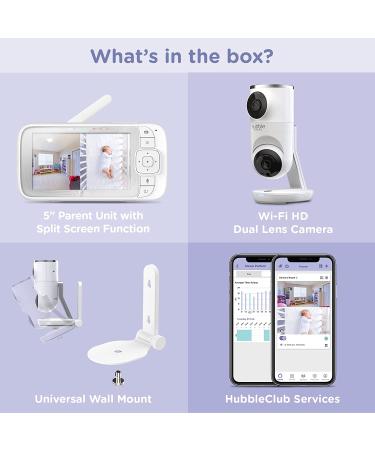 Hubble Connected Dual Camera Baby Monitor with AI Motion Tracking and Night Vision - 5 Screen, Remote Pan Tilt Zoom, Room Temperature Sensor - Buy Online on GoSupps.com