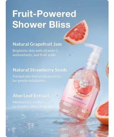 Kustie Grapefruit Jam Body Wash Exfoliating Shower Gel with Strawberry Seeds Grapefruit Extract & Squalane Refreshing Brightening & Nourishing Cleanser for Dry & Sensitive Skin 19.6 fl oz - Buy Online on GoSupps.com