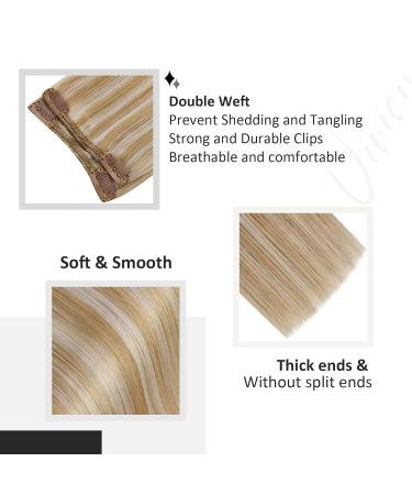Vivien Clip-In Real Hair Extensions - Remy Hair Ashblond Highlights #P27/60 22 Inch (55cm) - 7PCS 135g Clip-In Extensions - Buy Online on GoSupps.com