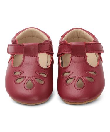 Dotty Fish Leather T-bar First Walking Shoes. Baby and Toddler Girls Shoes. Non-Slip. 3-7 UK Child 7 UK Child Red T Bar