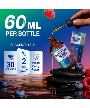 Liquid Potassium Citrate Supplement Potassium 1000mg Drops for Women & Men with Zinc Citrate Vitamin B6 Sodium & Taurine High Potassium Electrolytes 2 Fl Oz - Buy Online on GoSupps.com