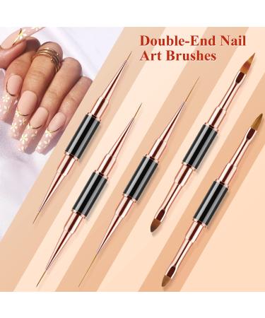 Acrylic Nail Art Brushes Set - Double-End Nail Brush for Design, Gel Polish Liner Brush, File, Cuticle Pusher - Nail Tools for Home Use - Buy Online on GoSupps.com