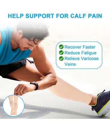 Nofaner Calf Compression Sleeves | Two Stage Elastic Socks for Varicose Vein Relief | Flesh-Colored Calf Sheath - Buy Online on GoSupps.com