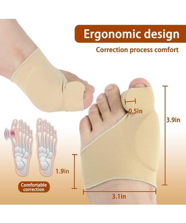 Bunion Pain Relief Socks: Hallux Valgus Corrector for Women and Men - Toe Straightener for Hammer Toes - Orthotic Bunion Splint Brace (Beige, 1 Pair) - Buy Online on GoSupps.com