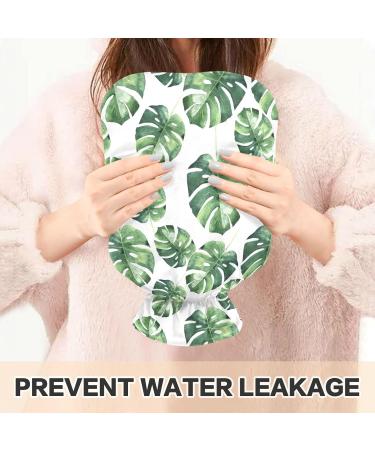 Hot Water Bottle 2L with Lid - Watercolor Palm Leaves | Pain Relief & Winter Hand Feet Warmer - Buy Online on GoSupps.com