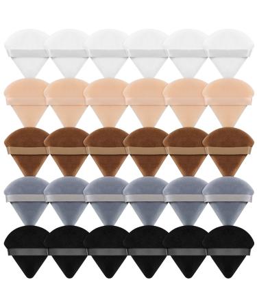 30 PCS Powder Puffs  Face Triangle Makeup Puff  Soft Powder Sponge Puffs  Makeup Powder Puffs with Ribbon Band Handle  Cosmetic Foundation Sponge for Loose Powder Body Powder Makeup Tool
