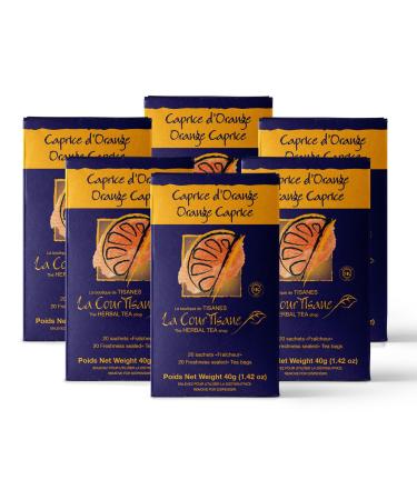 La Courtisane Orange Caprice Herbal Tea Kosher Gluten-Free 6 Packs of 20 Teabags (120 Teabags Total)