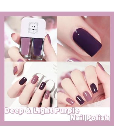 Purple Nail Polish 2 in 1 Quick Dry & Long Lasting Nail Varnish Water Based Breathable Natural Nail Polish No Need Baking Pearl Nail Polish Nail Paint for DIY Nail Art Violet - Buy Online on GoSupps.com