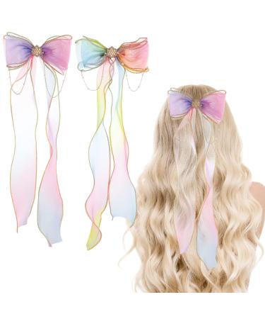 Wllhyf 2 pieces of hair loops for girls colorful band Princess pearl tasseness embroidery band girl hair clip accessories for girls children women princess wedding birthday party (purple+yellow) - Buy Online on GoSupps.com