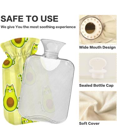 Naanle Sweet Avocado Cat Heat Bottle - 1L Transparent Hot Water Bottle for Bed & Pain Relief | Warmth & Cold Therapy - Buy Online on GoSupps.com