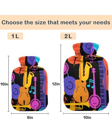 Buy Naanle Colorful Jazz Music Hot Water Bottle - 2L Large Heat Bottle for Pain Relief & Therapy | Ideal for Bed Hands Feet - Transparent & Stylish - Buy Online on GoSupps.com