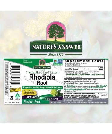 Nature's Answer Rhodiola Root - Super Concentrated Herbal Supplement for Stress Relief | Alcohol-Free, Gluten-Free, Kosher Certified | 1oz - Buy Online on GoSupps.com