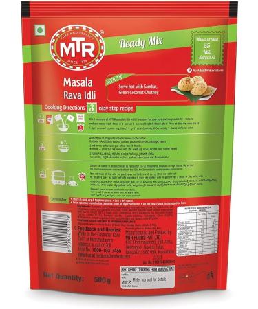 MTR Tasty Delights Rava Idly Mix 500 Grams - Rava Dosa Ready To Eat Mix Instant Cooking - Buy Online on GoSupps.com