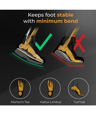 Carbon Fiber Insole - Rigid Shoe Insert for Foot Pain Relief | Graphite Recovery Insert for Arthritis & Hallux Rigidus | Unisex Steife Solen - EU35 Black 227mm - Buy Online on GoSupps.com