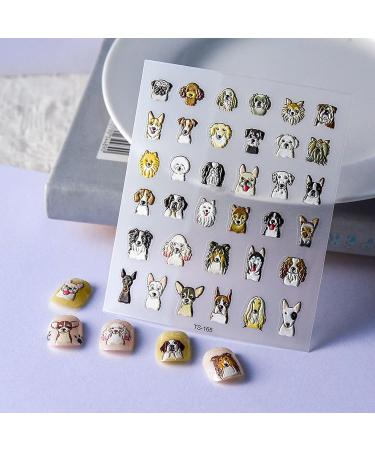 Cut Dog Nail Stickers - Retro Relief Cartoon Animal Nail Art Decals for Women & Girls | 3D Teddy & Husky Designs - Buy Online on GoSupps.com