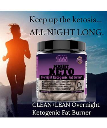 Clean+Lean Night Keto: Overnight Ketogenic Fat Burner & Sleep Aid | BHB Ketones, MCT Oil, Vitamins & Minerals | 24 HR Diet Support | All Natural, GF | 60 Caps - Buy Online on GoSupps.com