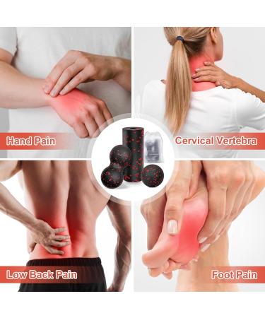 Kisvic Fascia Ball & Small Roll Set - Massage Balls for Stress Relief & Muscle Relaxation | Dual Ball for Neck & Back - Red - Buy Online on GoSupps.com