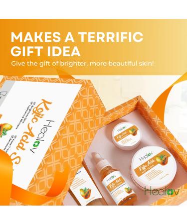 Kojic Acid Skincare Set Kojic Soap Cleanser Exfoliating Body Scrub Face Cream & Brightening Facial Serum Skin Brightening Hyperpigmentation Treatment Dark Spot Corrector with Turmeric Papaya - Buy Online on GoSupps.com
