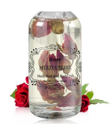 Rose Multi-Use Oil  Organic Plant Fragrant Essential Oil Rose Oil for Face  Hair  Body  Nails Care and Massage - 1 Fl Oz