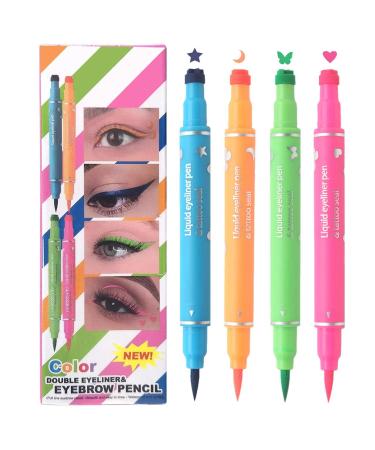 Eyeliner Pen - Precision Liquid Eyeliner Pad | Waterproof Liquid Eyeliner Pen for Long-Lasting Eye Makeup | 4pcs Double-Ended Colored Pad Eyeliner Set with Smooth Application