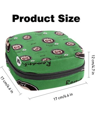 Menstruation Pad Bag with Zipper - Women's Tampon & Napkin Collection Bag (Romantic Small Bear Green Background) - Buy Online on GoSupps.com