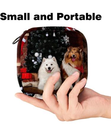 Christmas Puppy Dog Napkin Storage Bag | Portable Zippered Pouch for Teen Girls & Women - Buy Online on GoSupps.com