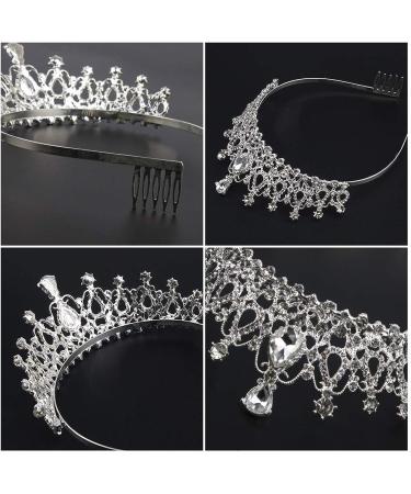 AOPRIE 1980s Silver Princess Tiara for Women & Girls - Crystal Crowns for Wedding, Prom, Birthday & Halloween - Buy Online on GoSupps.com
