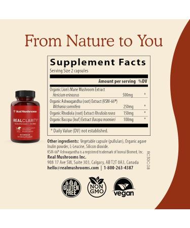 Real Mushrooms RealClarity (60ct) & Lions Mane (120ct) Capsules w/Cordyceps Powder Bundle - Mushroom Supplement for Mental Clarity Focus Cognition Energy & Vitality - Vegan Non-GMO - Buy Online on GoSupps.com