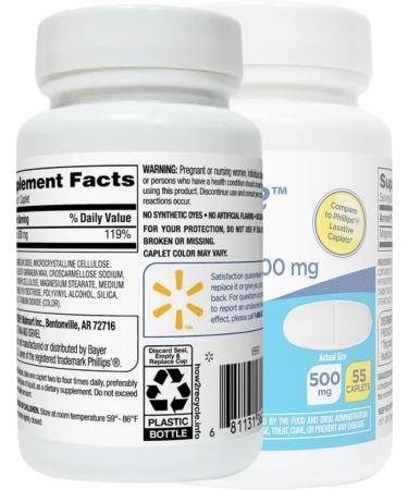 Magnesium Laxative Caplets Gentle Relief for Occasional Constipation Cramp & Stimulant Free 55 Count by Equate + Vsl Home (Pack of 1) - Buy Online on GoSupps.com