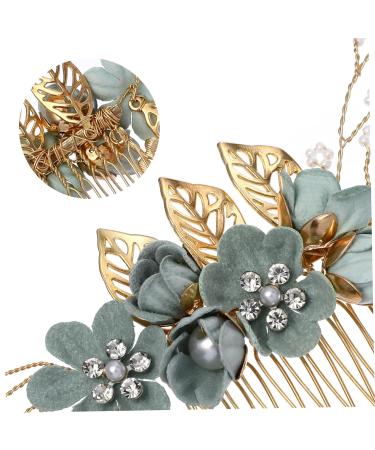 Minkissy Eucalyptus Bride Comb - Strass Decorative Alloy Bridal Hairpiece for Weddings | Medium Green Wedding Accessories - Buy Online on GoSupps.com