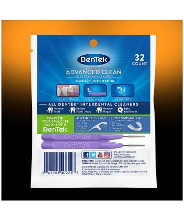 DenTek Slim Brush Interdental Cleaners - Mint Flavor - 32 Count (Pack of 3) - For Extra Tight Teeth - Buy Online on GoSupps.com