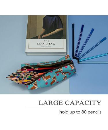Linen Corgi Pattern Lparkin Pin Bag | Large Capacity Pen Case & Cosmetic Bag for Students and Office Use - Buy Online on GoSupps.com