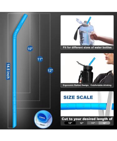 WALFOS 14.5 inch Extra Long Reusable Silicone Straws - 6-Pack for 1/Half Gallon Bottles - Flexible Bendable Straws with Cleaning Brush - 14.5 x 0.4 Diameter - Buy Online on GoSupps.com