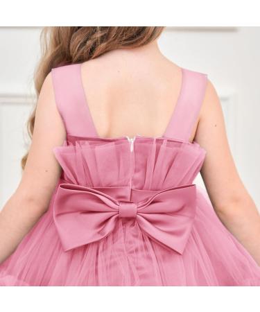 Miipat Baby Girl Tulle Dress with Headband | Sleeveless Princess Party Dress for Toddler Girls | 18-24 Months Dustpink - Buy Online on GoSupps.com