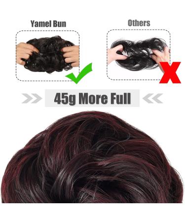 Yamel Natural Black Burgundy Messy Bun Hair Extension for Women - Updo Curly Scrunchie - Buy Online on GoSupps.com