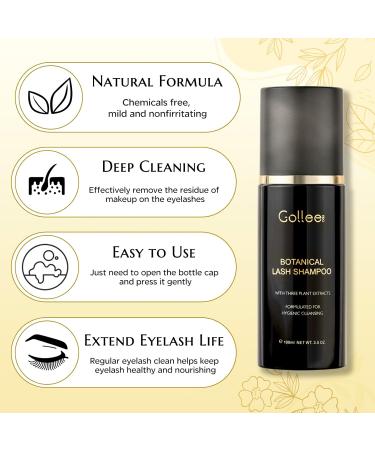 Lash Shampoo Kit - 100 ML Eyelash Extension Cleanser | Paraben & Sulfate Free Makeup Remover | Safe for Natural Lashes - Buy Online on GoSupps.com