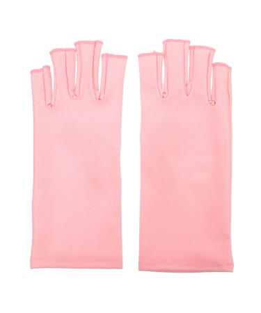 Minkissy nail lamp gloves uv nail gloves manicure protection gloves gel nail care gloves uv protection gloves for gel nail lamp (pink)